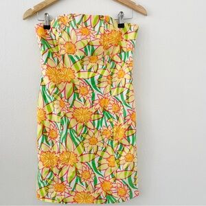 Lilly Pulitzer Strapless Franco Mini Dress In Daffies Size 2